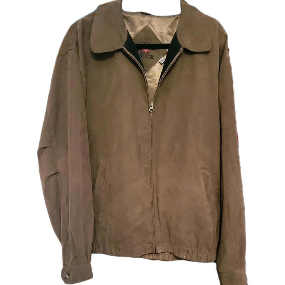 Cutter & Buck Men’s XL Brown Suede Microfiber Bomber Jacket Zip Up Classic - Picture 2 of 5